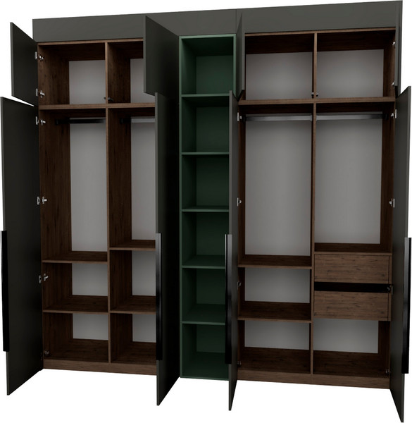 Изображение товара Шкаф Рэйгрупп Рэй S274-В11-1-WKZ В11-1 (дуб веллингтон/кобальт/зеленый самшит)