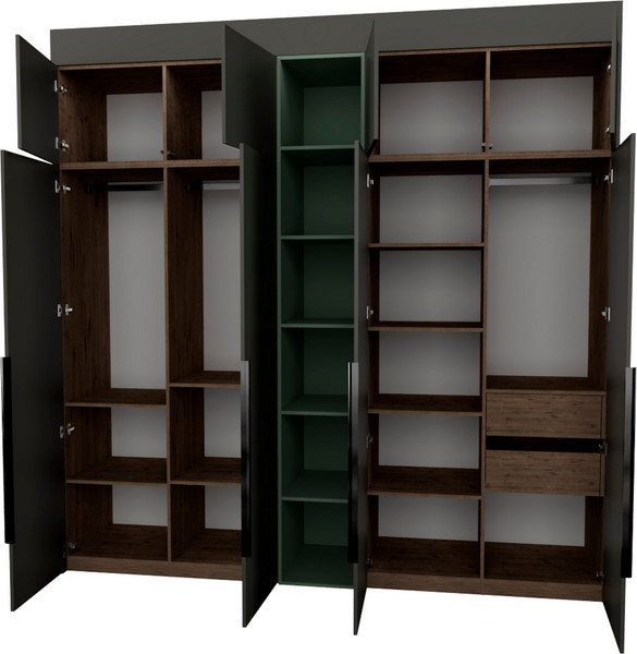 Изображение товара Шкаф Рэйгрупп Рэй S274-В11-2-WKZ В11-2 (дуб веллингтон/кобальт/зеленый самшит)