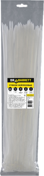 Изображение товара Стяжка для кабеля Dr. Barrett Нейлоновая 4.8х400мм (100шт, белый)