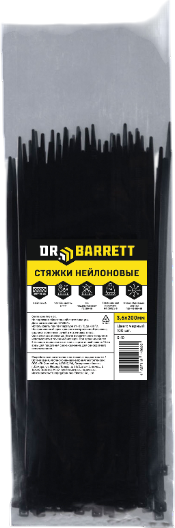 Изображение товара Стяжка для кабеля Dr. Barrett Нейлоновая 3.6х200мм (100шт, черный)