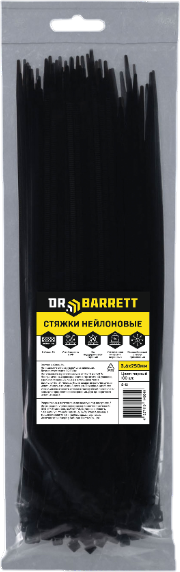Изображение товара Стяжка для кабеля Dr. Barrett Нейлоновая 3.6х250мм (100шт, черный)