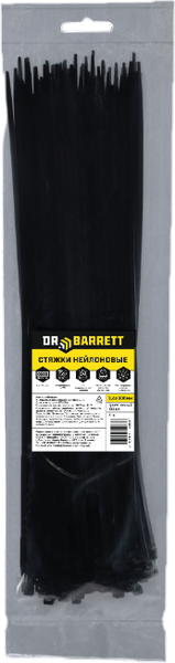 Изображение товара Стяжка для кабеля Dr. Barrett Нейлоновая 3.6х300мм (100шт, черный)