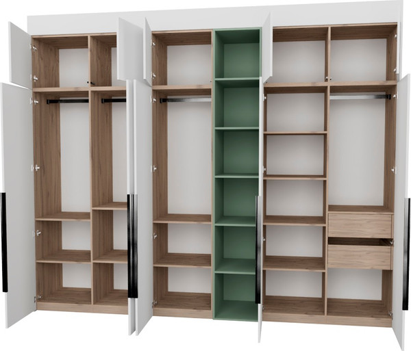 Изображение товара Шкаф Рэйгрупп Рэй S274-В14-2-EBZ В14-2 (дуб элисон/белый премиум/зеленый самшит)