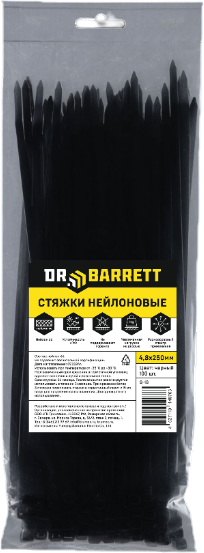 Изображение товара Стяжка для кабеля Dr. Barrett Нейлоновая 4.8х250мм (100шт, черный)