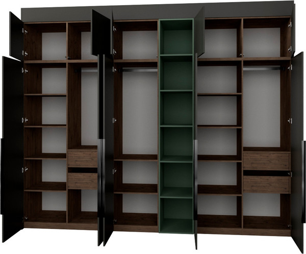 Изображение товара Шкаф Рэйгрупп Рэй S274-В14-3-WKZ В14-3 (дуб веллингтон/кобальт/зеленый самшит)