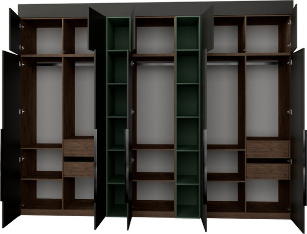 Изображение товара Шкаф Рэйгрупп Рэй S274-В16-3-WKZ В16-3 (дуб веллингтон/кобальт/зеленый самшит)