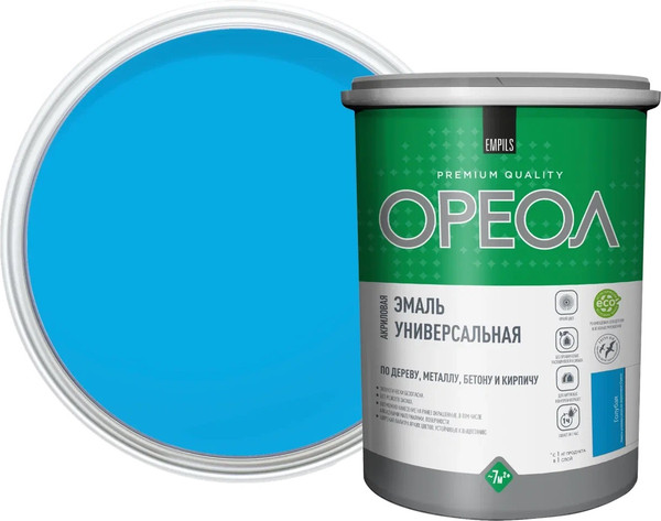 Изображение товара Эмаль Ореол Акриловая глянцевая (1кг, голубой)