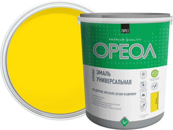 Изображение товара Эмаль Ореол Акриловая глянцевая (1.9кг, желтый)