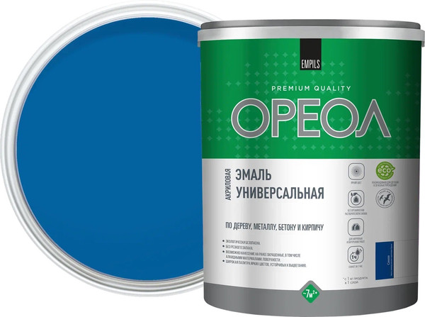 Изображение товара Эмаль Ореол Акриловая полуматовая (1кг, синий)