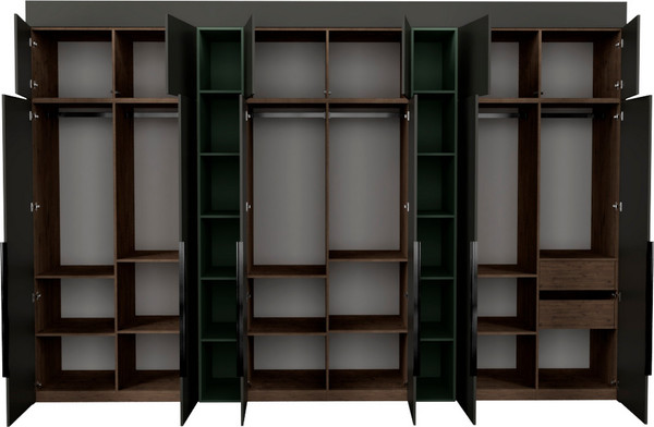 Изображение товара Шкаф Рэйгрупп Рэй S274-В18-2-WKZ В18-2 (дуб веллингтон/кобальт/зеленый самшит)