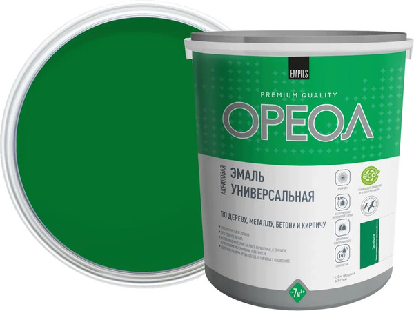 Изображение товара Эмаль Ореол Акриловая глянцевая (1.9кг, зеленый)