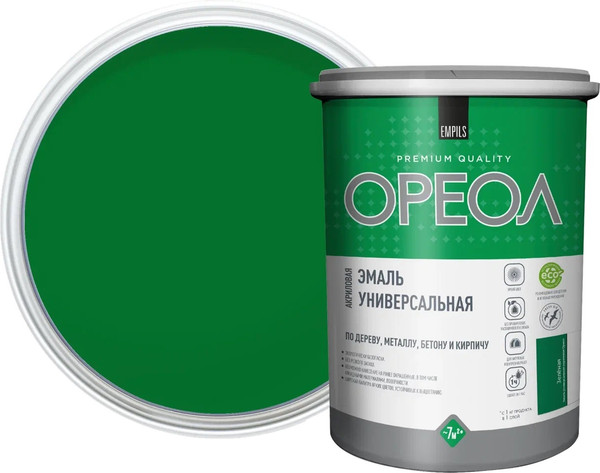 Изображение товара Эмаль Ореол Акриловая глянцевая (1кг, зеленый)