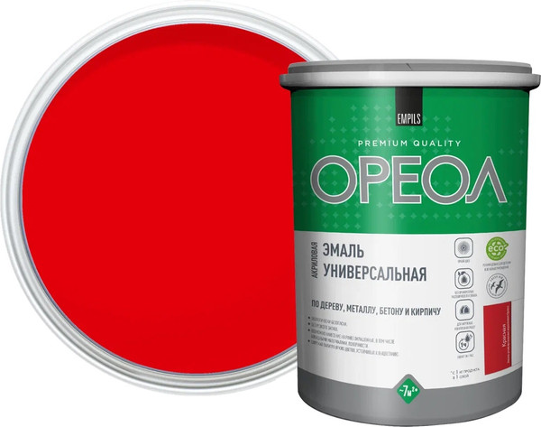 Изображение товара Эмаль Ореол Акриловая глянцевая (1кг, красный)