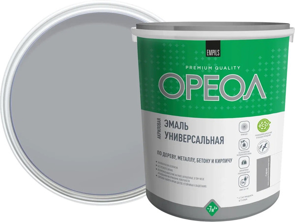 Изображение товара Эмаль Ореол Акриловая глянцевая (2.5кг, серый)