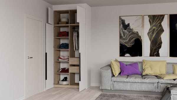 Изображение товара Шкаф Рэйгрупп Рэй S262-B3-2-EB В3-2 (дуб элисон/белый премиум)