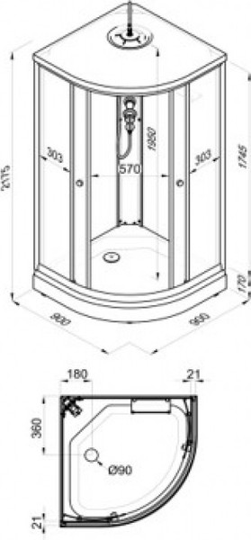 Изображение товара Душевая кабина Maroni Stella SR90L-DRN-DN4