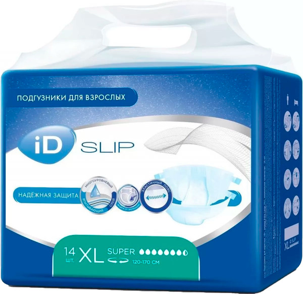 Изображение товара Подгузники для взрослых ID Slip Super (XL, 14шт)