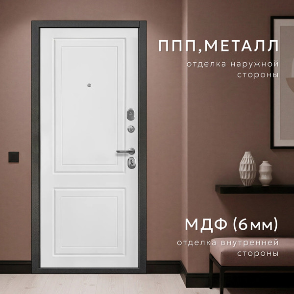 Изображение товара Входная дверь Guard МС-1 86x205 левая (антик серебро/белый матовый)