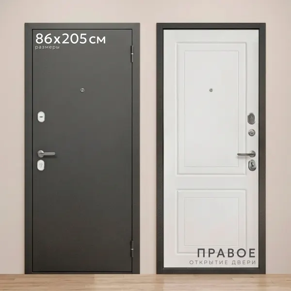 Входная дверь Guard МС-1 86x205 правая (антик серебро/белый матовый)