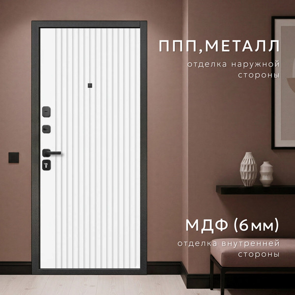 Изображение товара Входная дверь Guard М-3 86x205 левая (антик серебро/белый матовый)