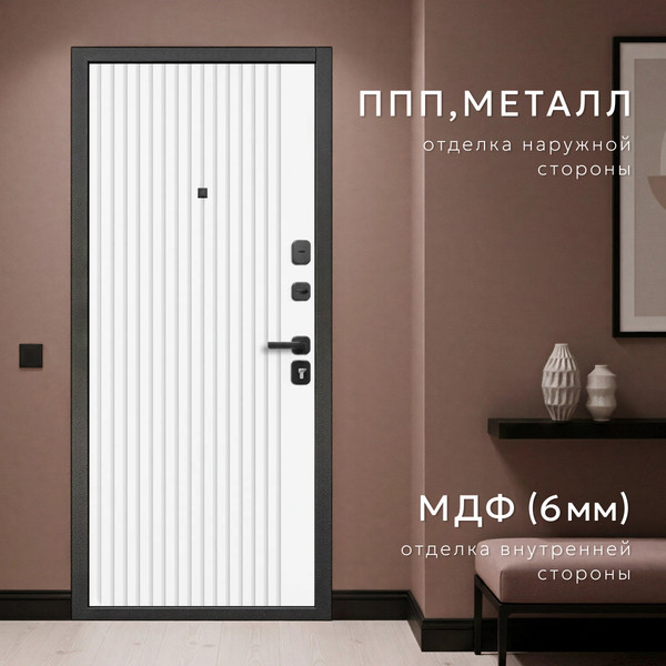 Изображение товара Входная дверь Guard М-3 86x205 правая (антик серебро/белый матовый)