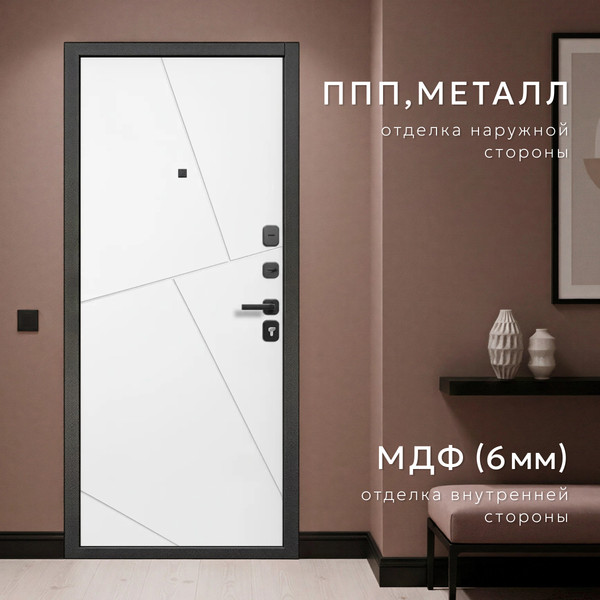 Изображение товара Входная дверь Guard М-5 86x205 правая (букле графит/белый матовый)