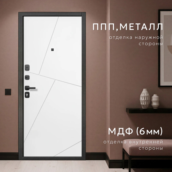 Изображение товара Входная дверь Guard М-5 96x205 левая (букле графит/белый матовый)