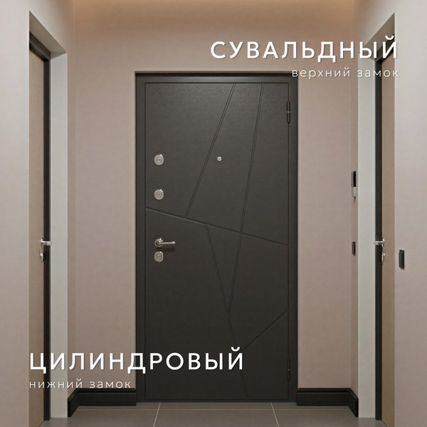 Изображение товара Входная дверь Guard М-5 96x205 правая (букле графит/белый матовый)