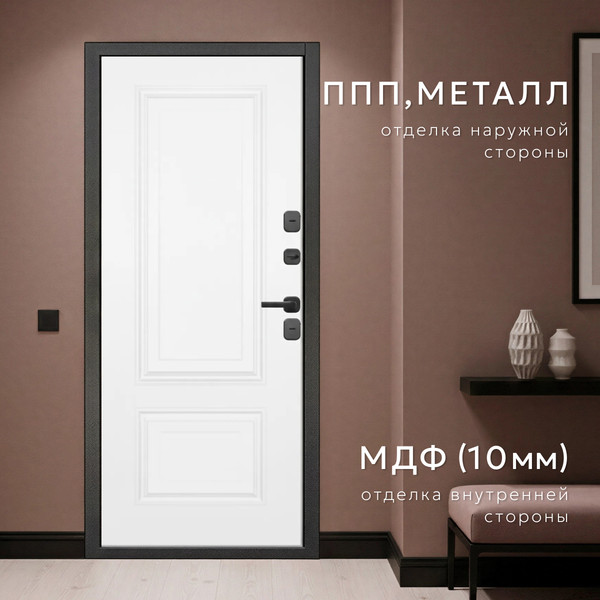 Изображение товара Входная дверь Guard МПТ-28 96x205 правая (муар 7024/белый матовый)