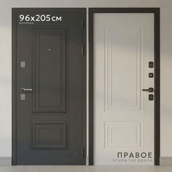 Изображение товара Входная дверь Guard МПТ-28 96x205 правая (муар 7024/белый матовый)