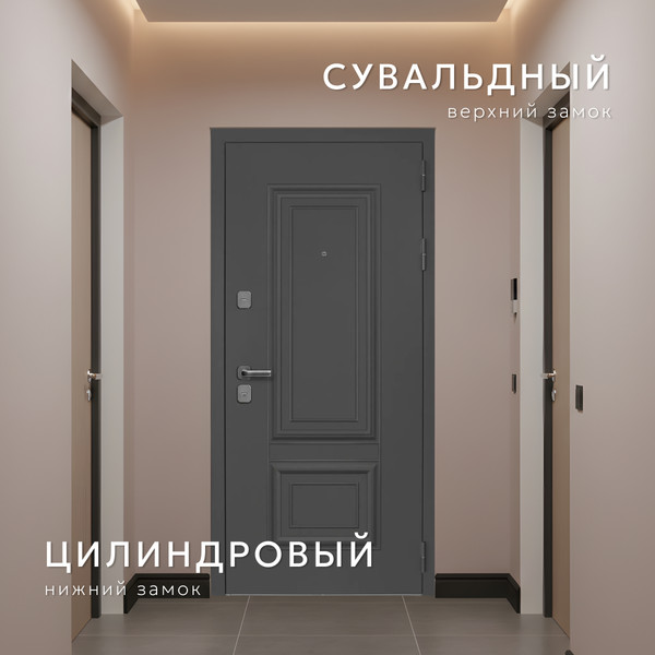 Изображение товара Входная дверь Guard МПТ-28 96x205 правая (муар 7024/белый матовый)