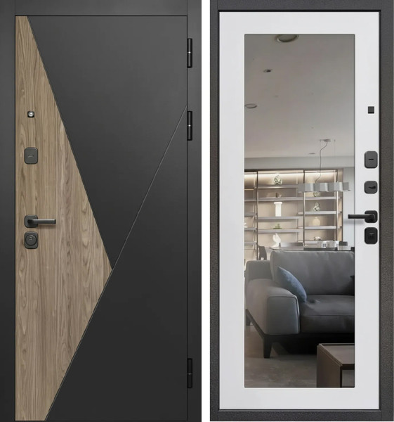 Изображение товара Входная дверь Guard МПП-20 96x205 правая (черный эксимер/белый матовый)