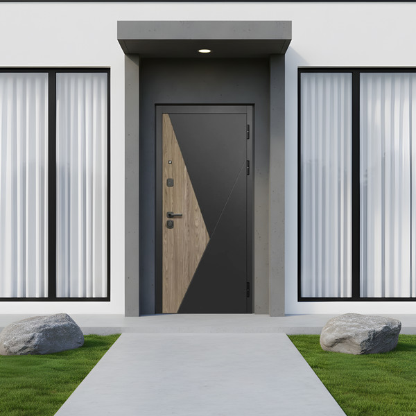 Изображение товара Входная дверь Guard МПП-20 96x205 правая (черный эксимер/белый матовый)