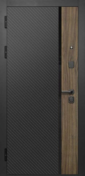 Изображение товара Входная дверь Guard МПП-22 86x205 левая (черный эксимер лакобель/белый матовый)