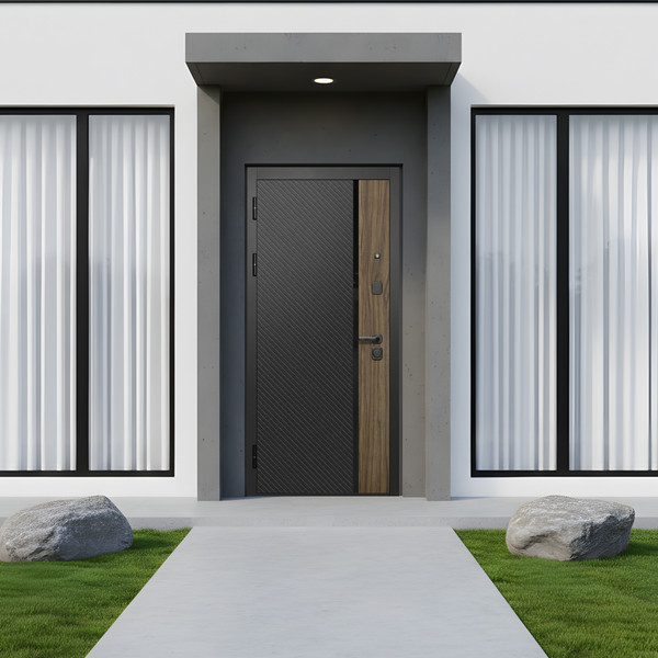 Изображение товара Входная дверь Guard МПП-22 86x205 левая (черный эксимер лакобель/белый матовый)