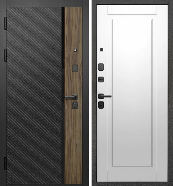 Изображение товара Входная дверь Guard МПП-22 86x205 левая (черный эксимер лакобель/белый матовый)