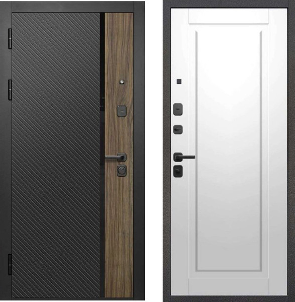 Изображение товара Входная дверь Guard МПП-22 96x205 левая (черный эксимер/белый матовый)