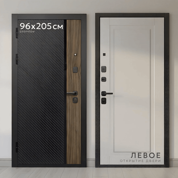 Изображение товара Входная дверь Guard МПП-22 96x205 левая (черный эксимер/белый матовый)