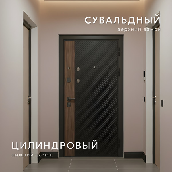 Изображение товара Входная дверь Guard МПП-22 96x205 правая (черный эксимер/белый матовый)