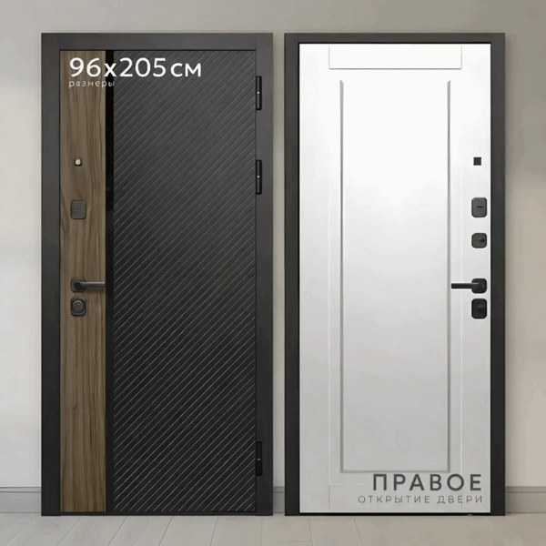 Изображение товара Входная дверь Guard МПП-22 96x205 правая (черный эксимер/белый матовый)