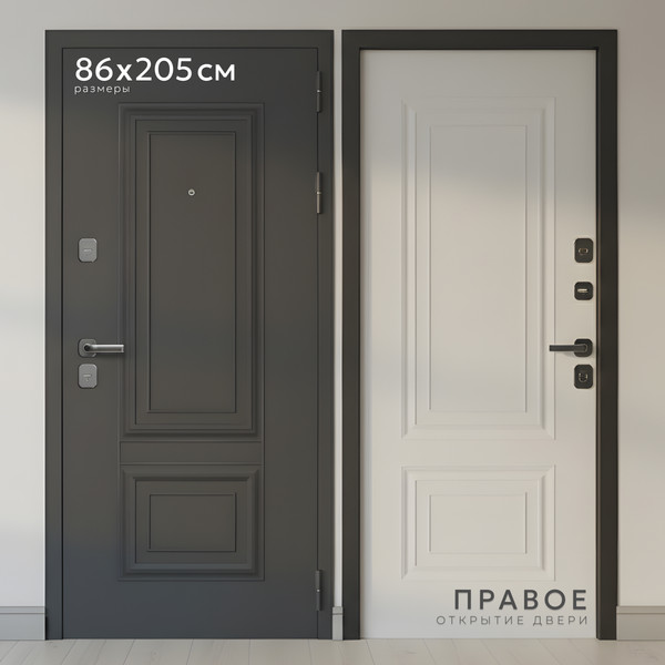 Изображение товара Входная дверь Guard МПТ-28 86x205 правая (муар 7024/белый матовый)