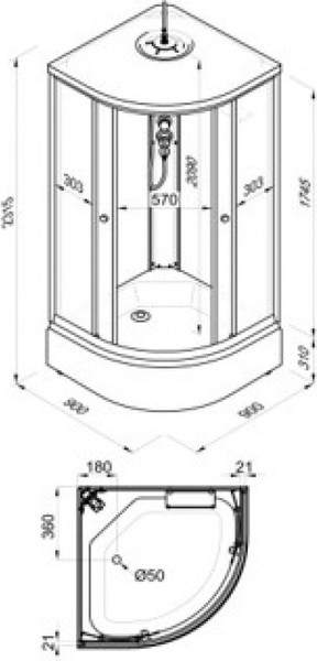 Изображение товара Душевая кабина Maroni Alba SR90M-DRN-DN4