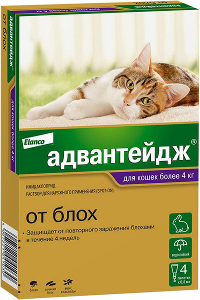 Изображение товара Капли от паразитов Elanco Адвантейдж 80 для котов (4 пипетки)