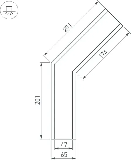 Изображение товара Угол профиля для светодиодной ленты Arlight SL-LINIA65-F-135 / 030123