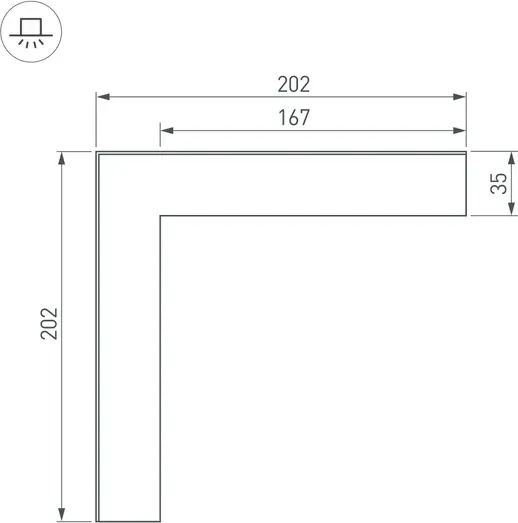 Изображение товара Угол профиля для светодиодной ленты Arlight SL-LINIA65-F внешний / 030125