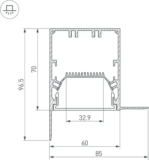 Изображение товара Угол профиля для светодиодной ленты Arlight SL-LINIA55-FANTOM-EDGE внутренний / 030136