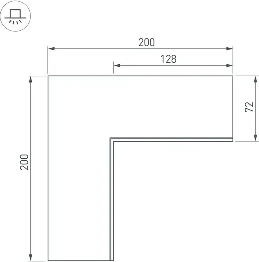 Изображение товара Угол профиля для светодиодной ленты Arlight SL-LINIA55-FANTOM внутренний / 030130