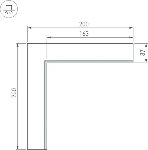 Изображение товара Угол профиля для светодиодной ленты Arlight SL-LINIA45-FANTOM внутренний / 030103