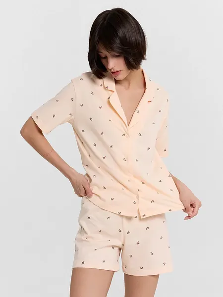 Изображение товара Пижама Mark Formelle 592553 (р.164/170-88-94, цветочки на персиковом креме)