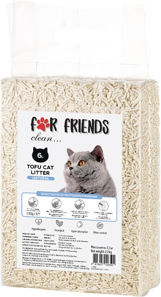 Изображение товара Наполнитель для туалета For Friends Tofu Natural / TUZ903 (6л, без запаха)